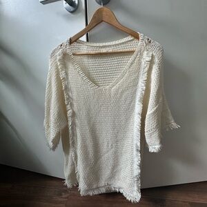 Cream Fringe Sweater